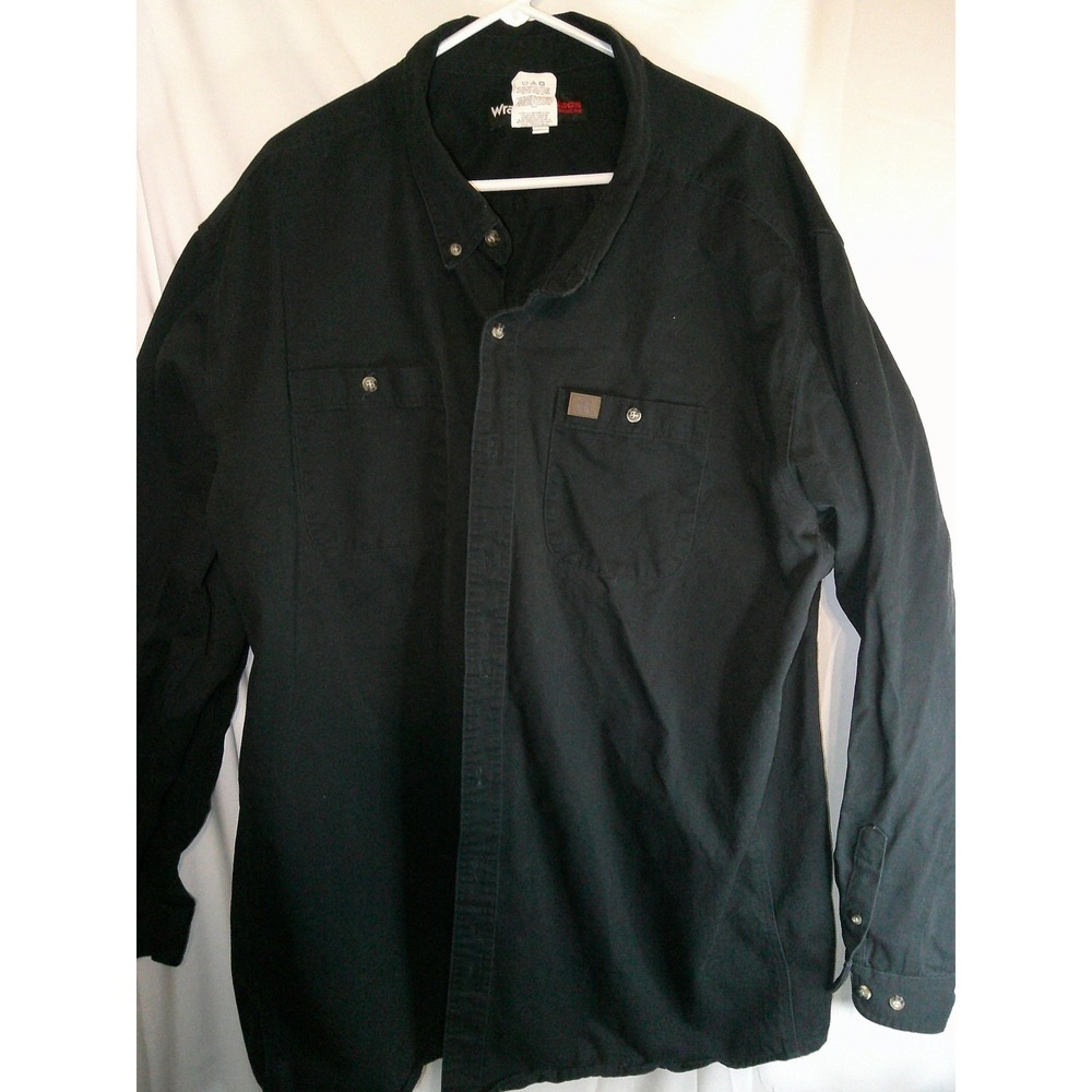 Wrangler RIGGS Workwear Shirt Jacket Button Up Long Sleeve Black 4XLT‎